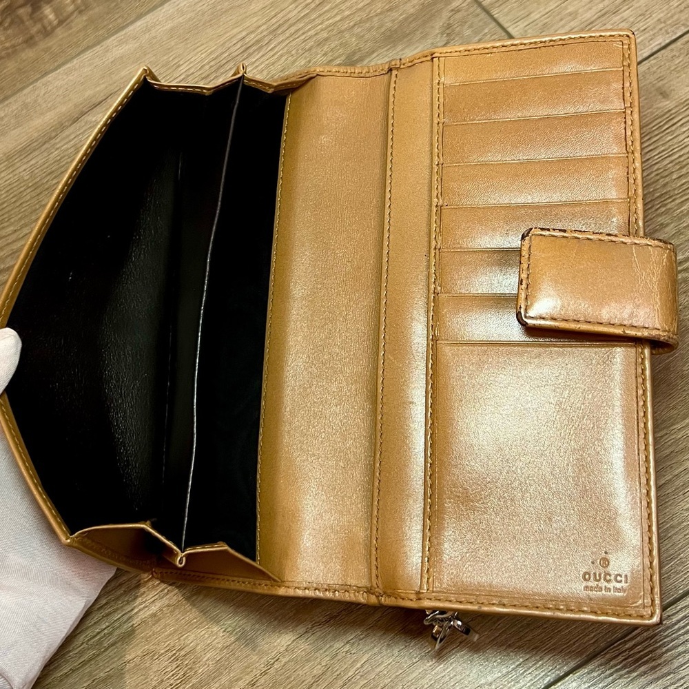 GUCCI Long Wallet with G Charm GG Canvas Leather in Beige - Picture 8 of 13